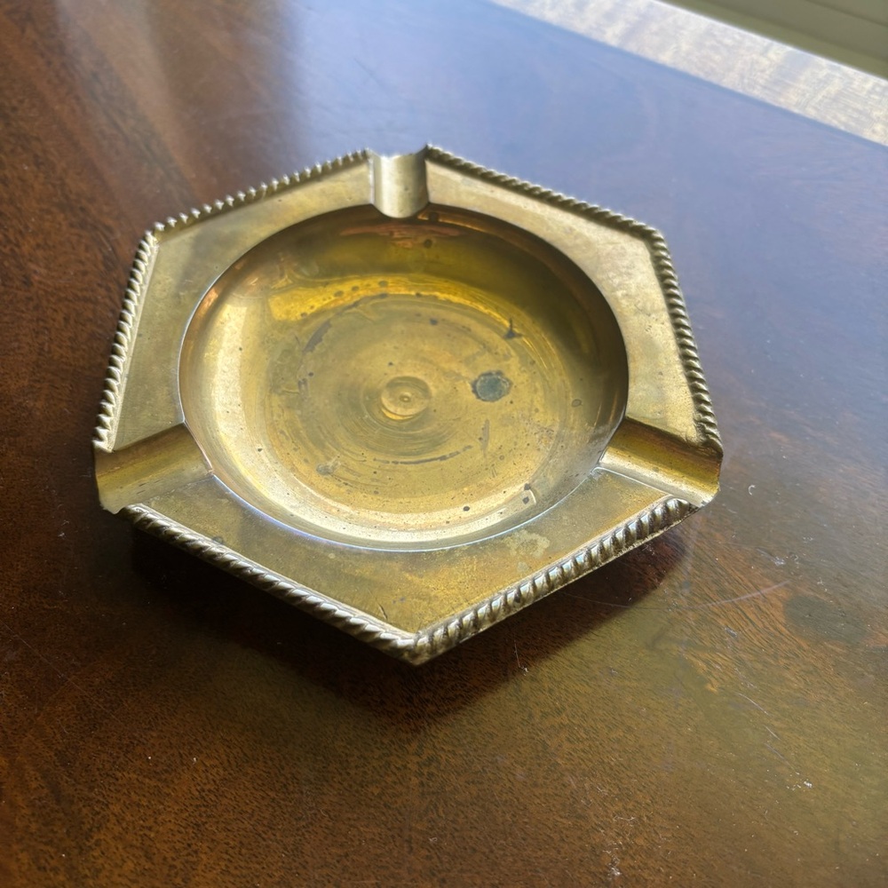 Vintage Hexagonal Brass Ashtray